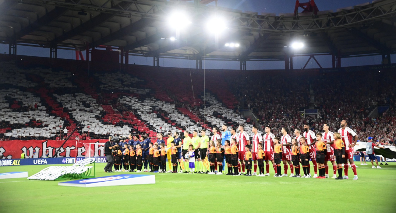 Η είσοδος των ομάδων Ολυμπιακός - Πάφος στο Champions League / Πηγή: Eurokinissi
