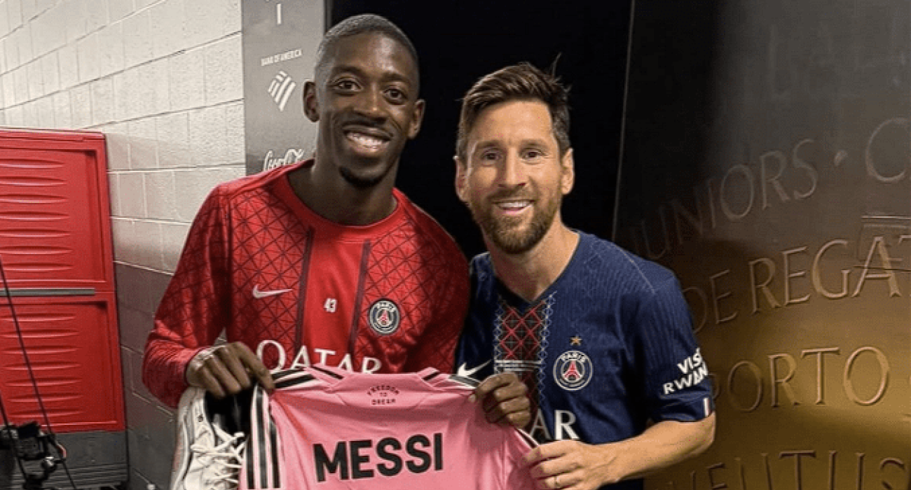 Ο Ουσμάν Ντεμπελέ με τον Λιονέλ Μέσι / Πηγή: Printscreen