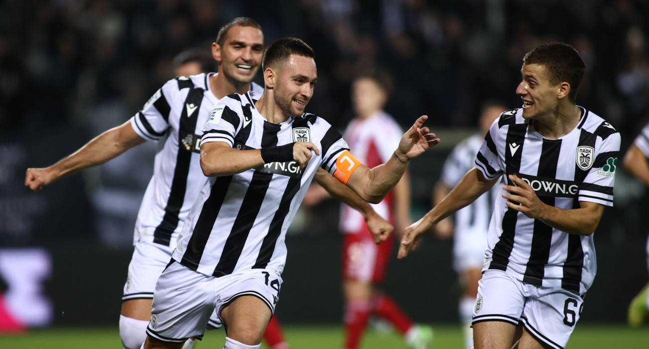 Οι παίκτες του ΠΑΟΚ πανηγυρίζουν το 2-1 / Πηγή: Eurokinissi