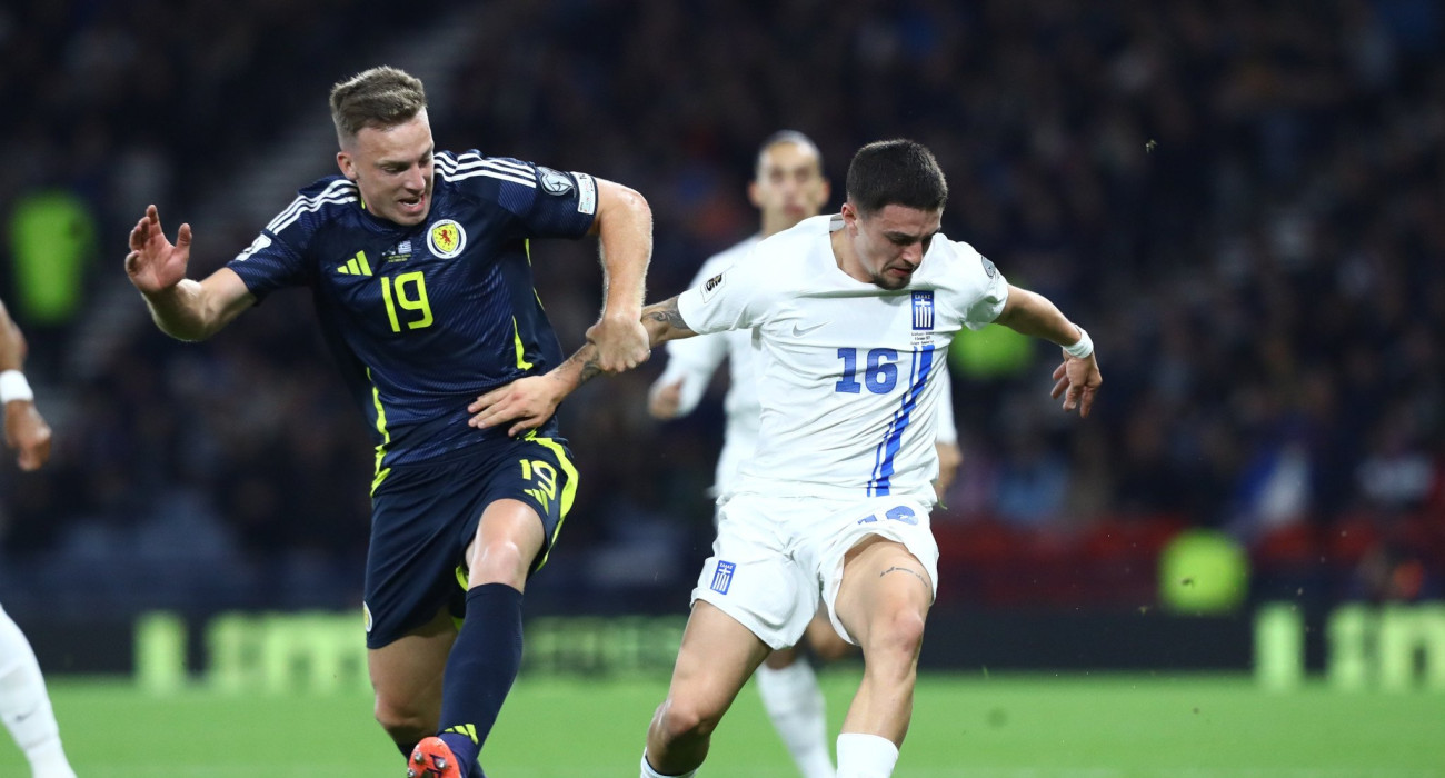 Στιγμιότυπο από την αναμέτρηση της Εθνικής Ελλάδας με τη Σκωτία / Πηγή: Eurokinissi