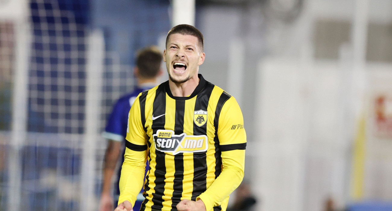 Ο Λούκα Γιόβιτς πανηγυρίζει με την ΑΕΚ / Πηγή: Intime