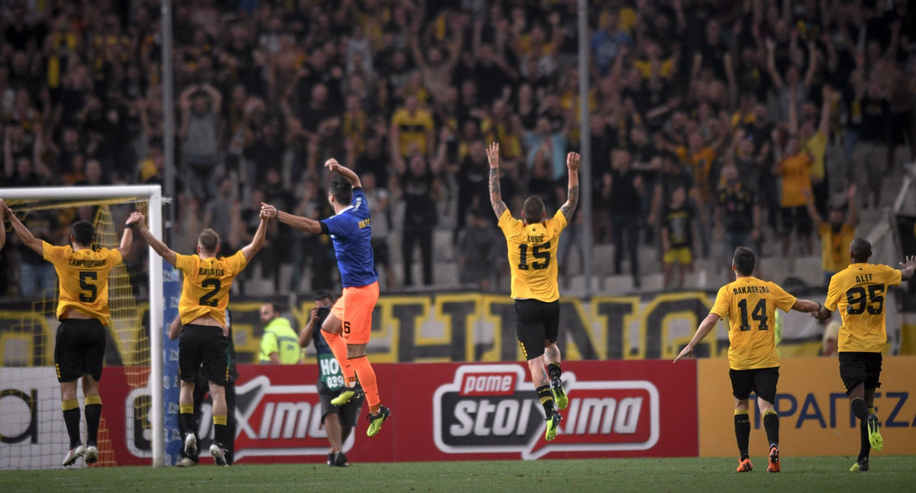 Οι πανηγυρισμοί της ΑΕΚ κόντρα στη Σέλτικ τη σεζόν 2018/19 / Πηγή: Eurokinissi