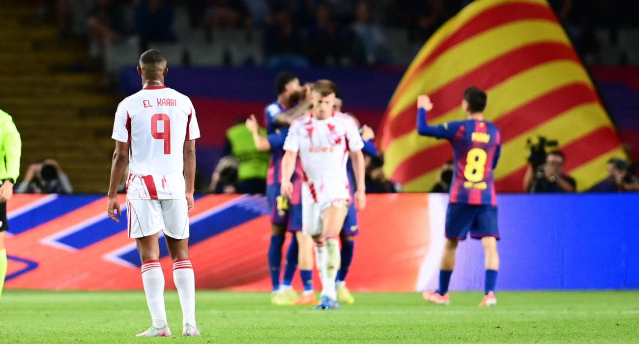 Απογοήτευση στον Ολυμπιακό για την βαριά ήττα από την Μπαρτσελόνα / Πηγή: Eurokinissi