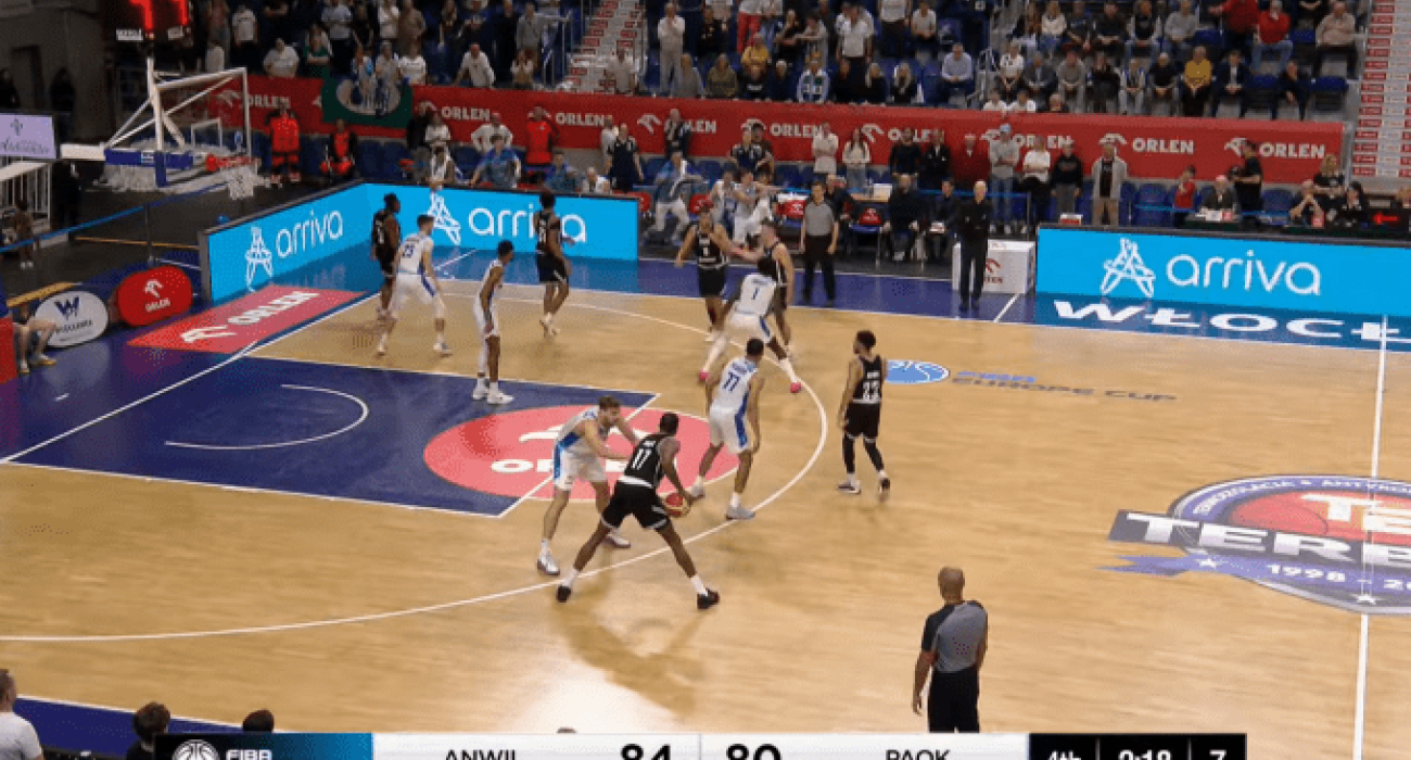 Ο ΠΑΟΚ έπαιξε με έξι παίκτες σε μία φάση κόντρα στην Ανβίλ/printscreen