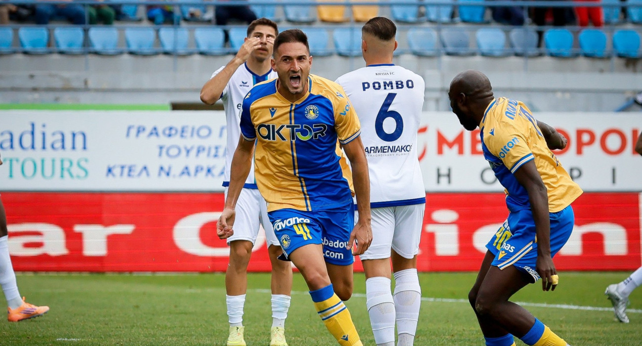 Ο Φεντερίκο Μακέντα πανηγυρίζει για τον Αστέρα AKTOR / Πηγή: Eurokinissi