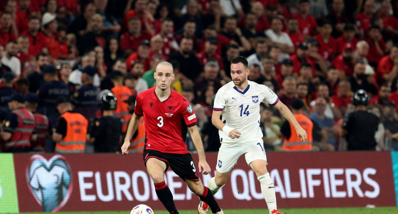 Οι Μάριο Μιτάι και Αντρίγια Ζίβκοβιτς στο Αλβανία-Σερβία / Πηγή: Imago