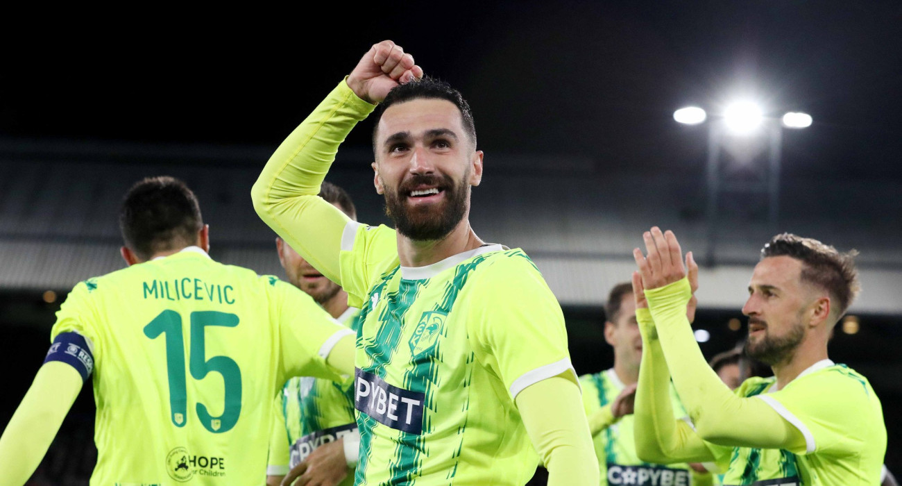 Οι παίκτες της ΑΕΚ Λάρνακας πανηγυρίζουν / Πηγή: InTime