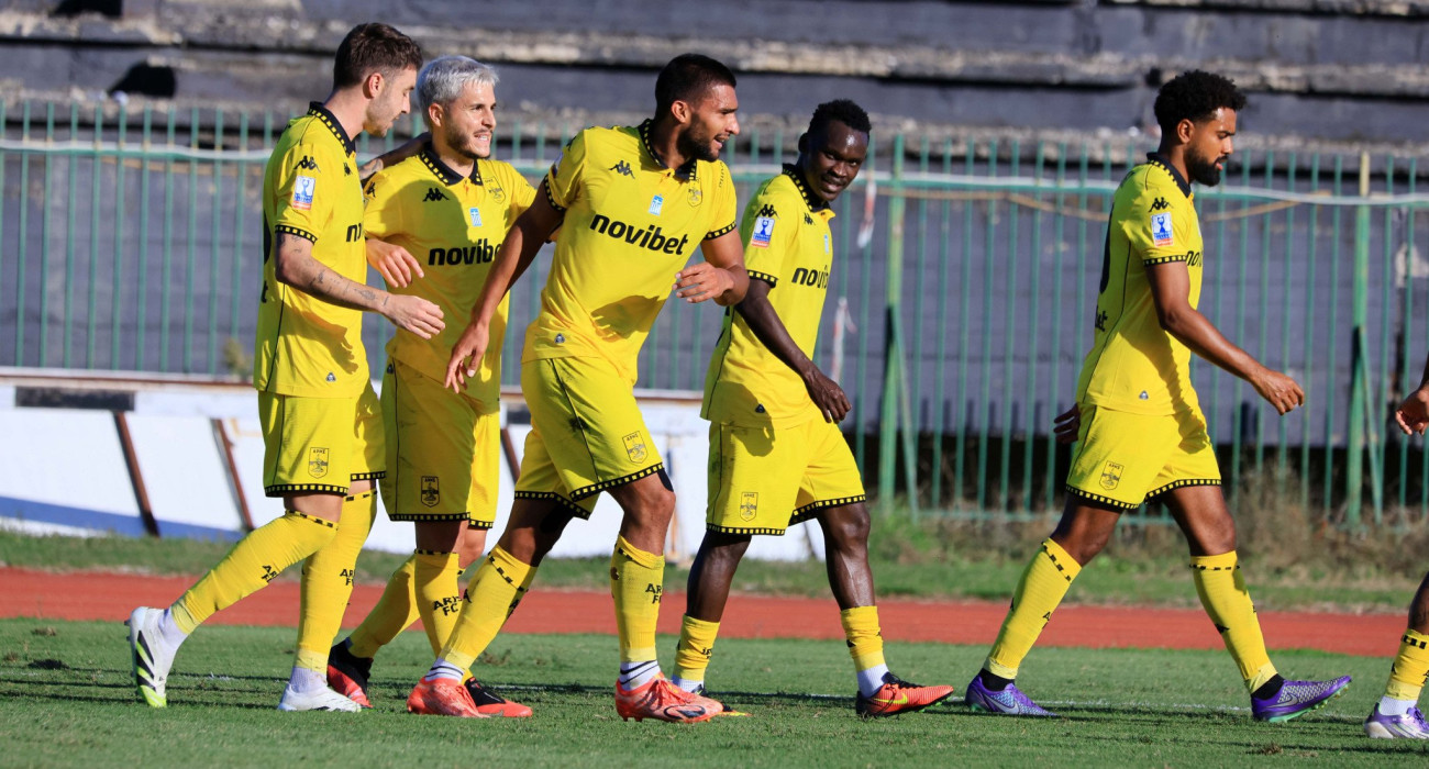 Οι ποδοσφαιριστές του Άρη πανηγυρίζουν / Πηγή: Intime