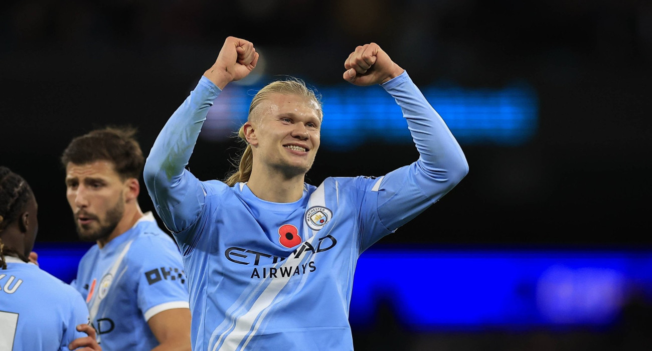 Ο Έρλινγκ Χάαλαντ πανηγυρίζει ένα ακόμη γκολ του με την φανέλα της Μάντσεστερ Σίτι / Πηγή: Imago