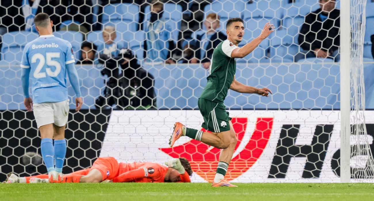 Ο Φίλιπ Τζούριτσιτς μόλις έχει πετύχει το νικητήριο γκολ για τον Παναθηναϊκό στην έδρα της Μάλμε / Πηγή: InTime