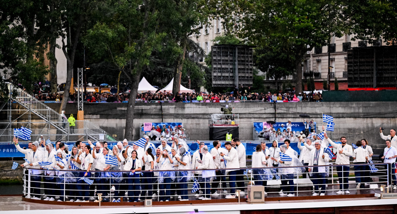 Η αποστολή της Ελλάδας στην τελετή έναρξης των Ολυμπιακών Αγ΄ώνων του Παρισίου, Πηγή: Eurokinissi