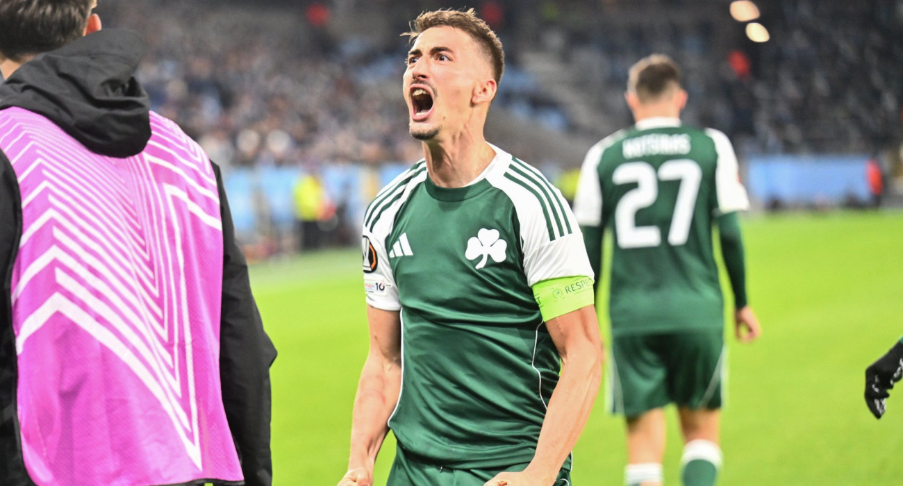 Ο Φίλιπ Τζούρισιτς πανηγυρίζει κόντρα στη Μάλμε / Πηγή: Eurokinissi