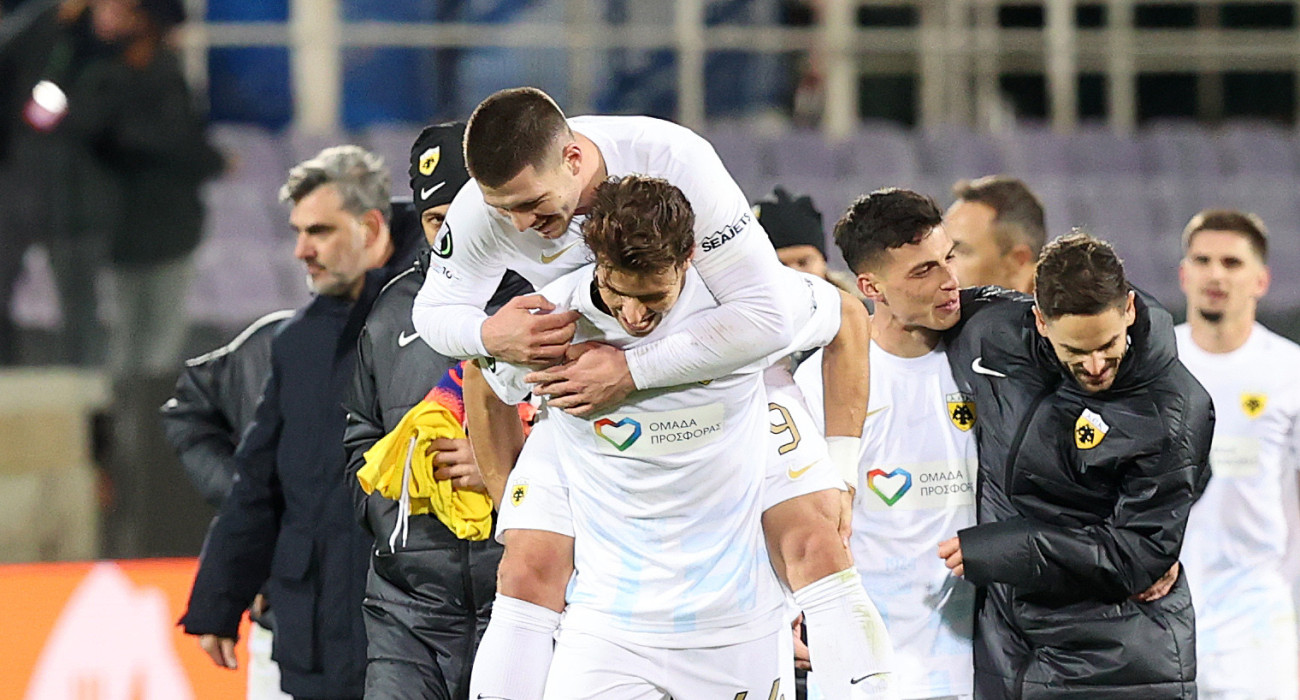 Παίκτες της ΑΕΚ πανηγυρίζουν στην Ιταλία / Πηγή: Intime