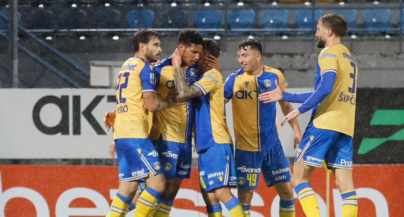 Οι ποδοσφαιριστές του Αστέρα Aktor πανηγυρίζουν / Πηγή: Eurokinissi