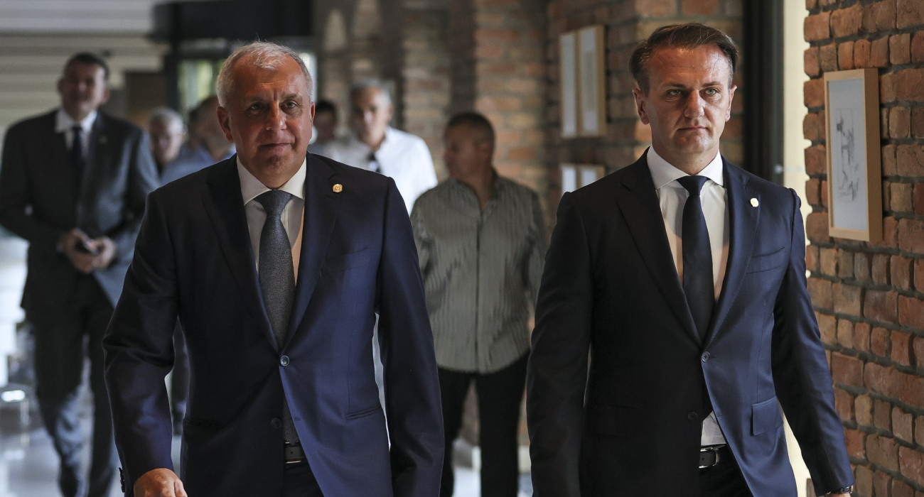 Ο Ζέλικο Ομπράντοβιτς περπατάει με τον Οστόγια Μιχαΐλοβιτς, Πηγή:Srdjan Stevanovic/Getty Images/Ideal Images