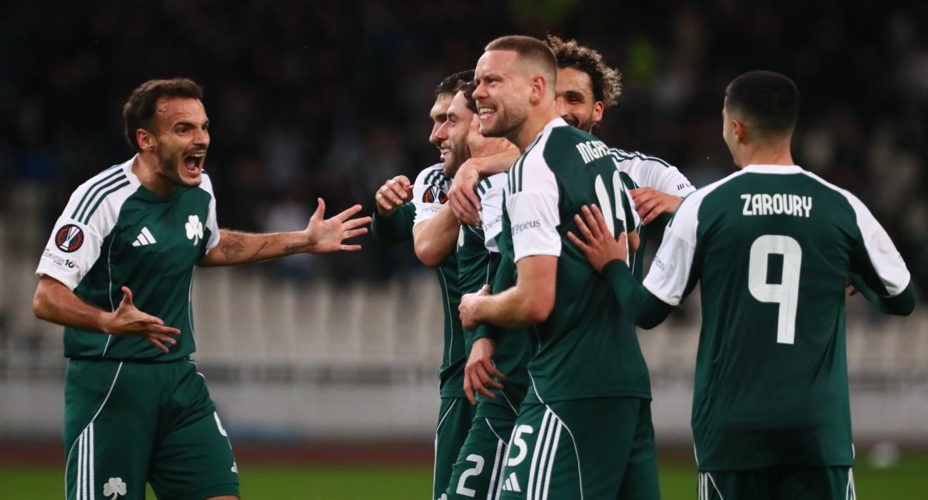 Οι ποδοσφαιριστές του Παναθηναϊκού πανηγυρίζουν / Πηγή: Eurokinissi