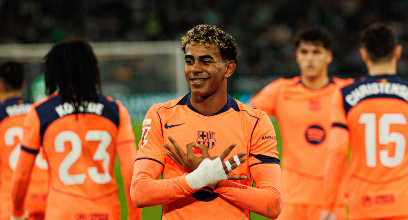 Ο Λαμίν Γιαμάλ πανηγυρίζει για την Μπαρτσελόνα / Πηγή: Imago