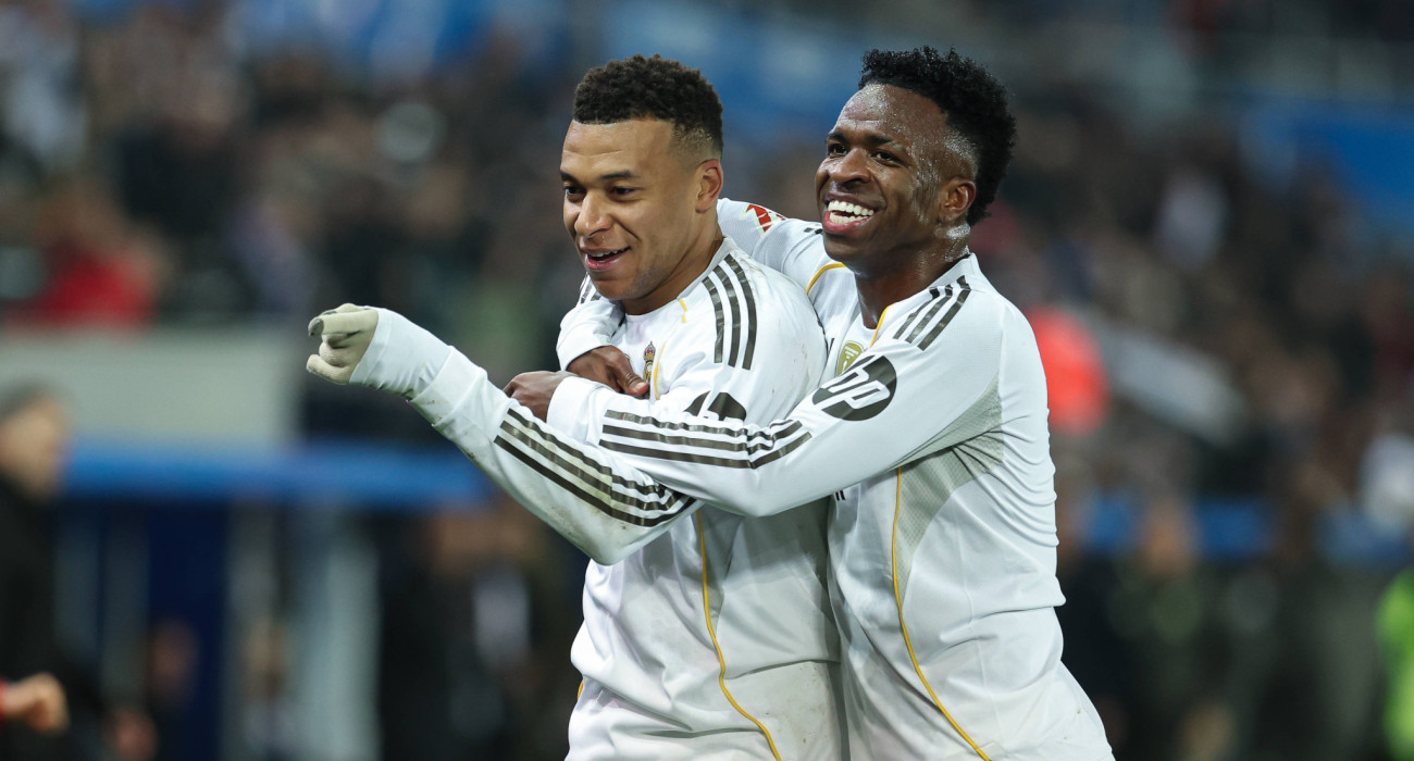 Εμπαπέ και Βινίσιους πανηγυρίζουν για τη Ρεάλ Μαδρίτης / Πηγή: Imago