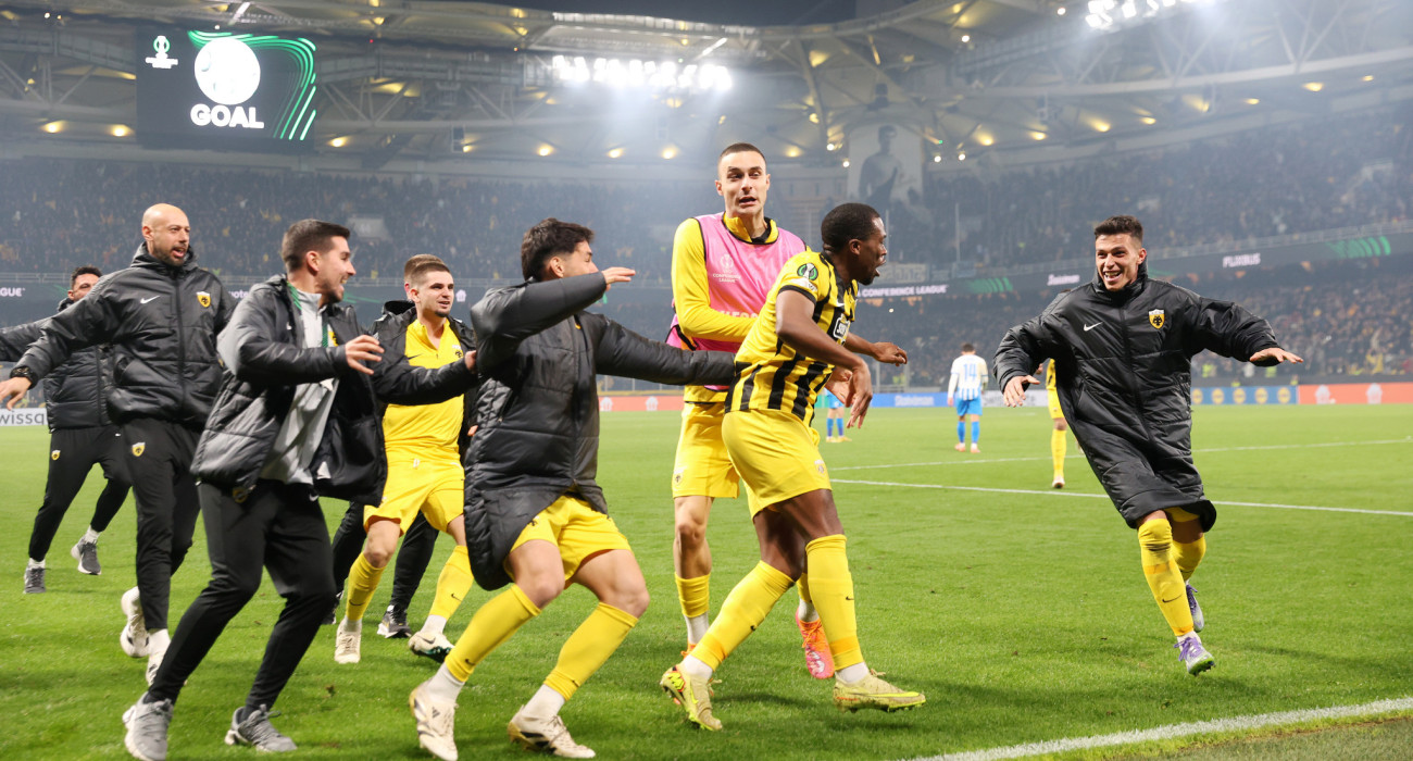 Οι πανηγυρισμοί των παικτών της ΑΕΚ / Πηγή: Intime