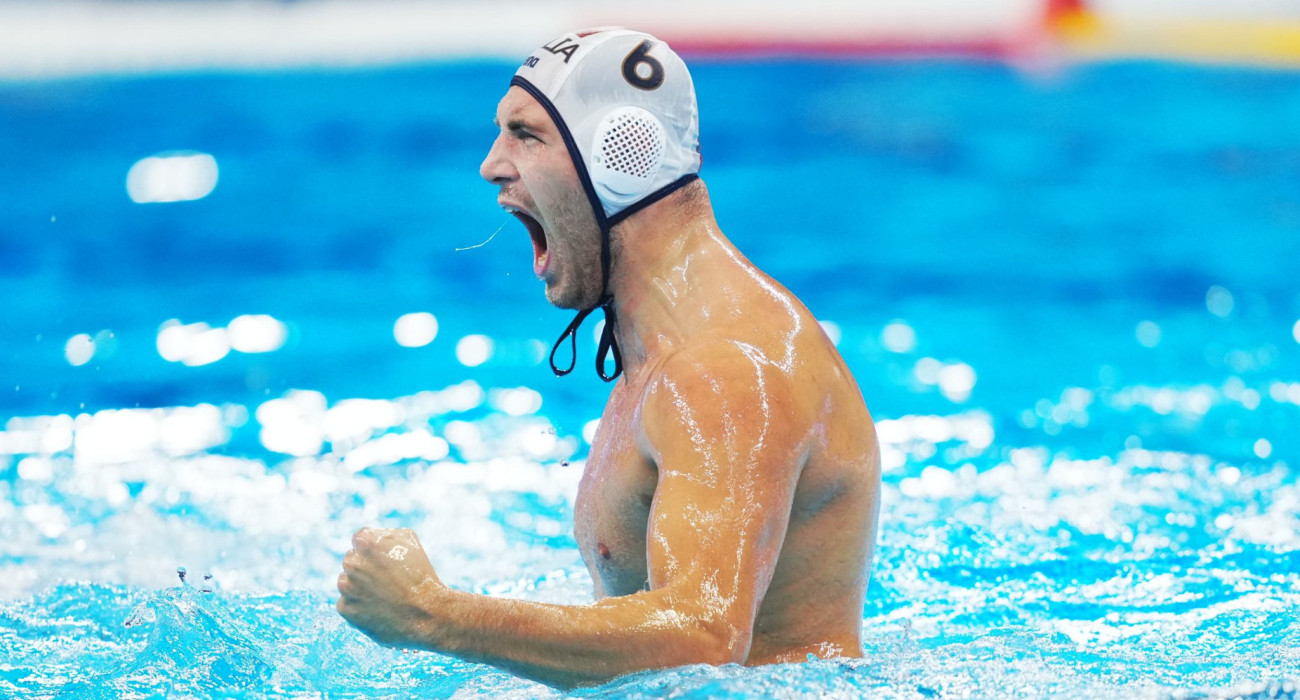 Πανηγυρισμός παίκτη της Εθνικής πόλο ανδρών της Ιταλίας / Πηγή: Aniko Kovacs / World Aquatics