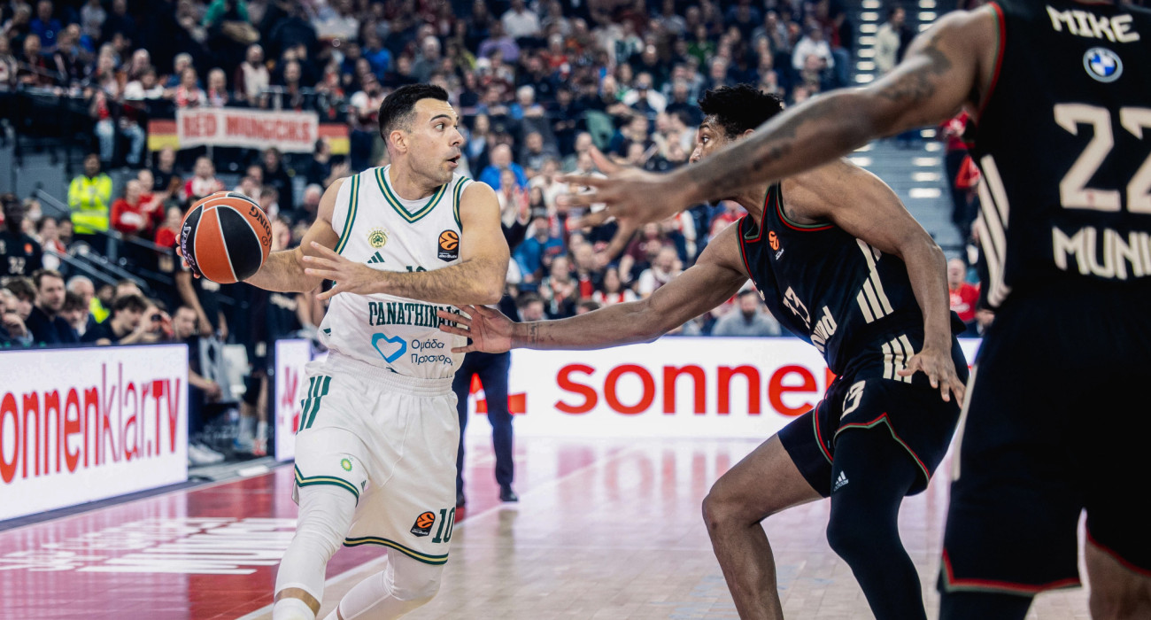 Ο Κώστας Σλούκας σε παιχνίδι του Παναθηναϊκού με την Μπάγερν Μονάχου
