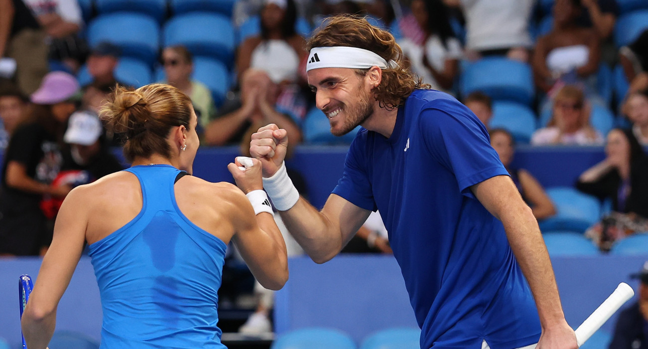 Ο Στέφανος Τσιτσιπάς και η Μαρία Σάκκαρη / Πηγή: Paul Kane/Getty Images