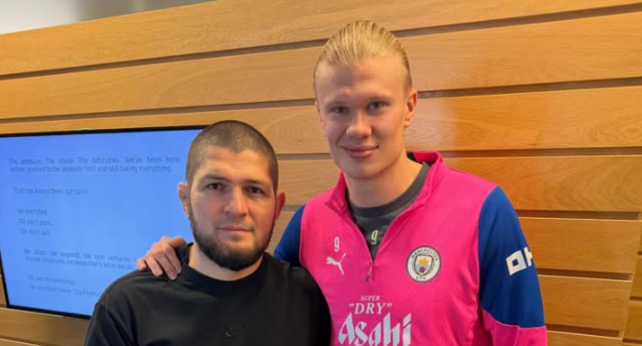 Ο Έρλινγκ Χάαλαντ μαζί με τον θρύλο του UFC, Καμπίμπ Νουρμαγκομέντοφ / Πηγή: erling / Instagram