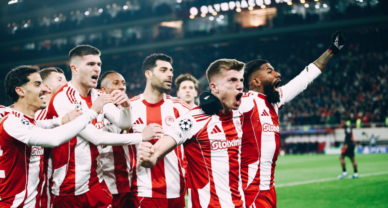 Οι παίκτες του Ολυμπιακού πανηγυρίζουν / Πηγή: Eurokinissi