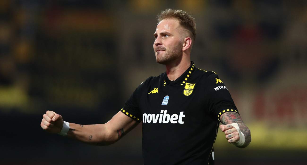 Ο Ούρος Ράτσιτς πανηγυρίζει το γκολ με τον Λεβαδειακό/Πηγή: Eurokinissi