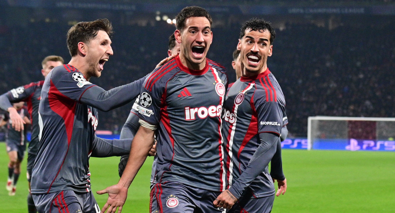 Οι πανηγυρισμοί των παικτών του Ολυμπιακού / Πηγή: Eurokinissi