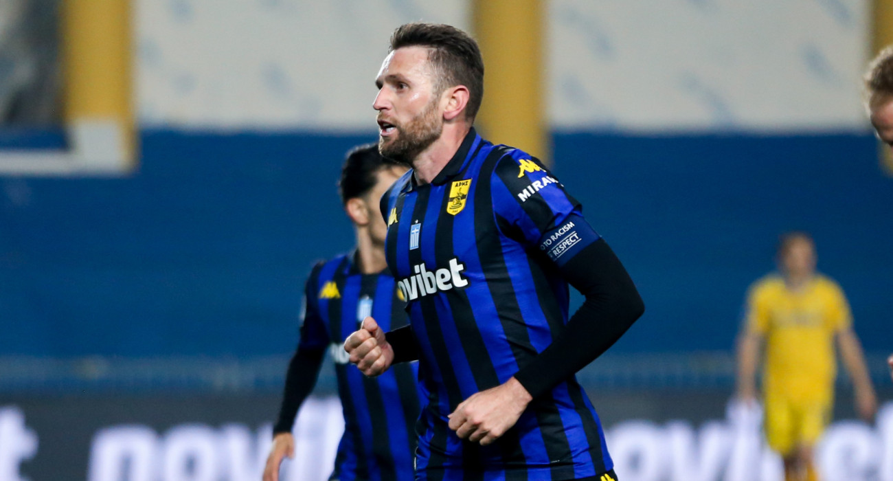 Ο Φαμπιάνο πανηγυρίζει το γκολ στο Αγρίνιο/Πηγή: Eurokinissi