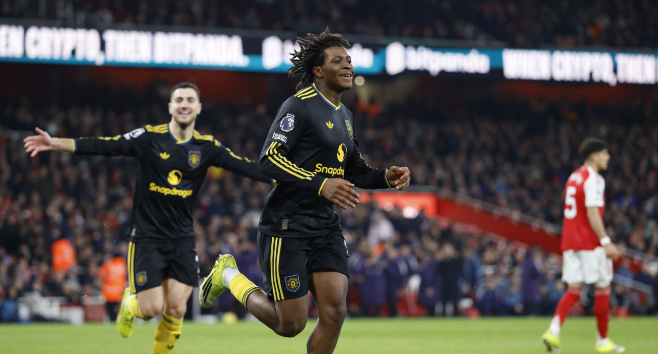 Ο Πατρίκ Ντόργκου έβαλε το ένα από τα τρία γκολ της Γιουνάιτεντ στο Emirates κόντρα στην Άρσεναλ / Πηγή: Nigel French/Sportsphoto/Allstar via Getty Images