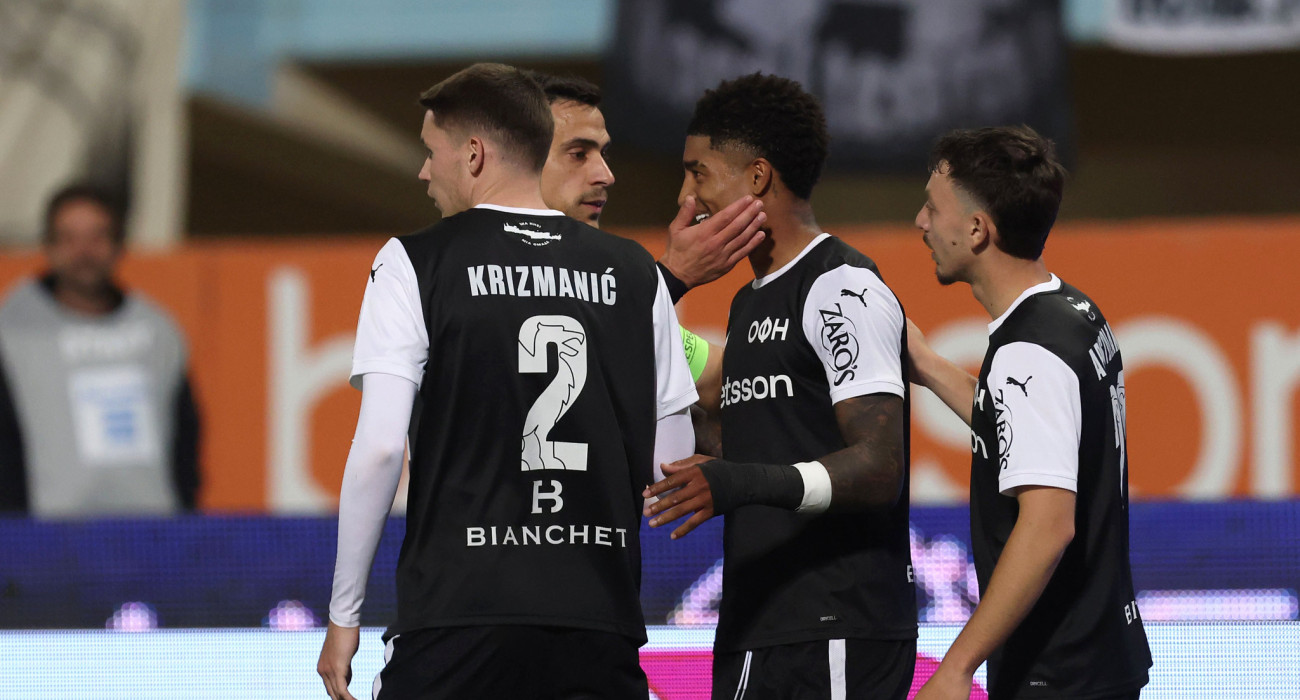 Οι ποδοσφαιριστές του ΟΦΗ πανηγυρίζουν / Πηγή; intime