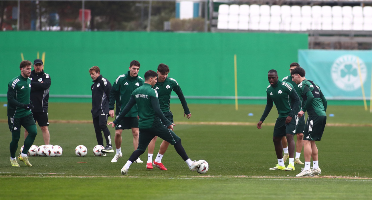 Στιγμιότυπο από την τελευταία προπόνηση του Παναθηναϊκού πριν από τον αγώνα με τη Ρόμα - ΠΗΓΗ: Eurokinissi