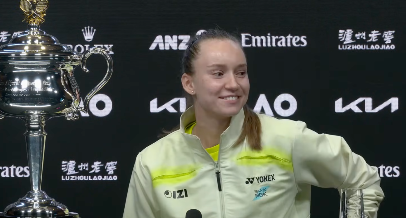 Η Έλενα Ριμπάκινα στη συνέντευξη τύπου μετά την νίκη της στο Australian Open / Screenshot