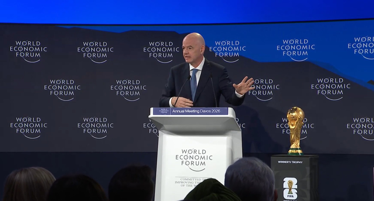 Ο Τζιάνι Ινφαντίνο στο βήμα του World Economic Forum 2026 στο Νταβός της Ελβετίας / Screenshot