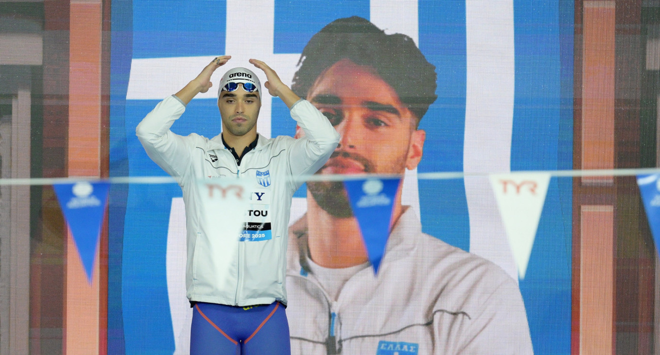 Ο Απόστολος Χρήστου πριν ανέβει στον βατήρα / Πηγή: Intime