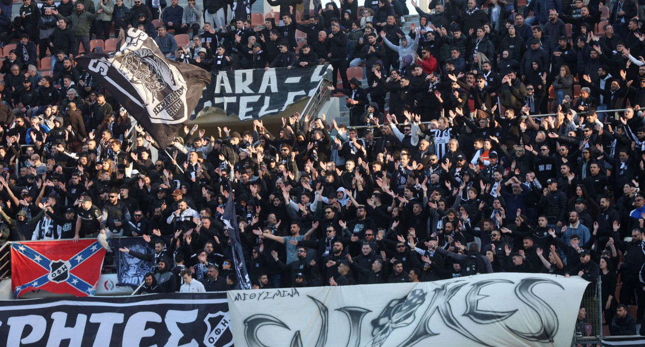 Οι οπαδοί του ΟΦΗ στο Παγκρήτιο για τον ημιτελικό ανάμεσα σε ΟΦΗ και Λεβαδειακό / Πηγή: Intime