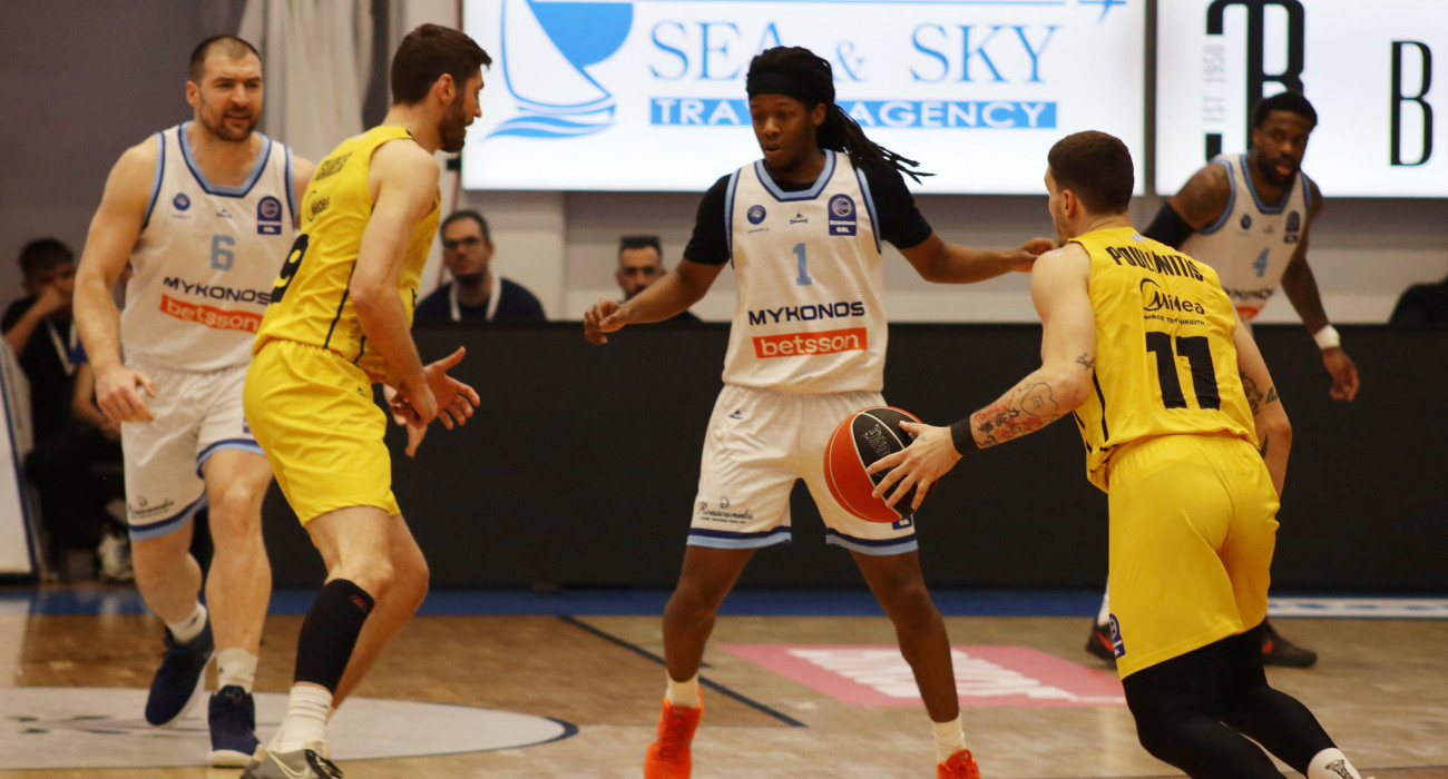 Στιγμιότυπο απότην αναμέτρηση Μύκονος - Άρης / Πηγή: InTime