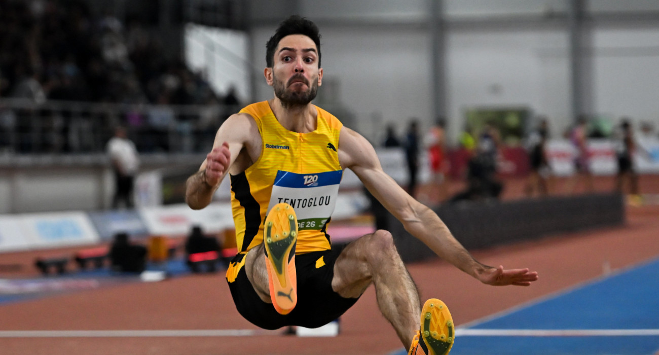 Ο Μίλτος Τεντόγλου σε προσγείωση άλματός του στο Βελιγράδι / Πηγή: Intime