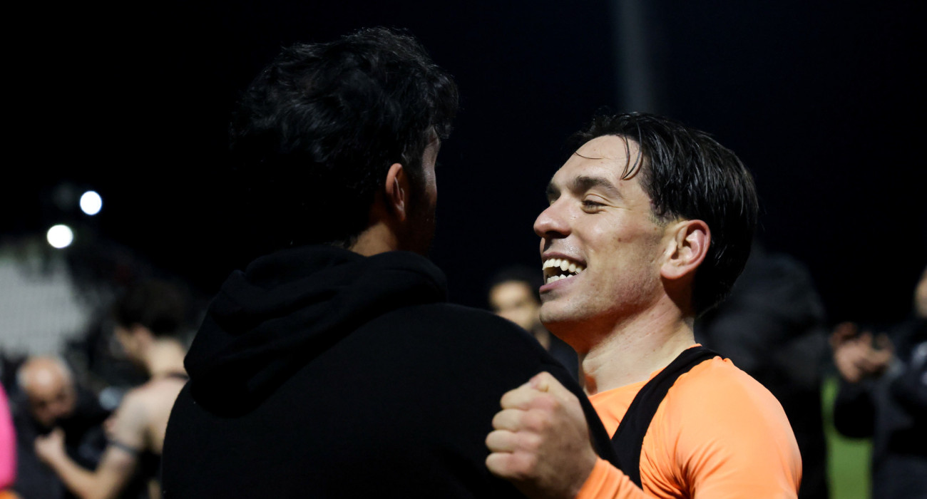 Ο Νίκος Αθανασίου κατά τους πανηγυρισμούς του στην πρόκριση του ΟΦΗ / Πηγή: Eurokinissi