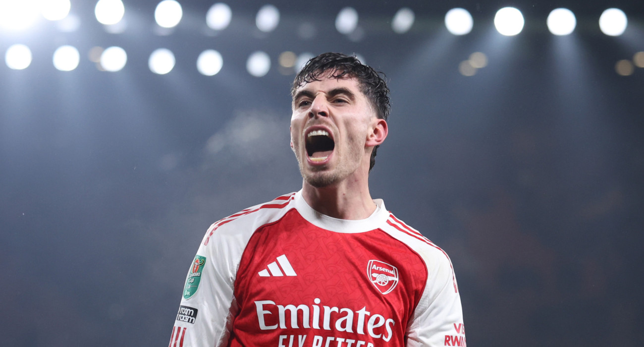 Ο Κάι Χάβερτζ ουρλιάζει από χαρά με το που σκόραρε το γκολ της πρόκρισης για την Άρσεναλ / Πηγή: Catherine Ivill - AMA / Getty Images