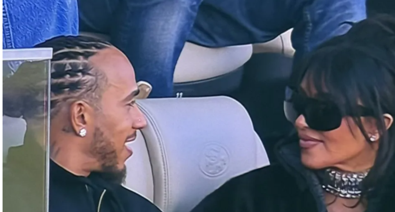 Ο Λιούις Χάμιλτον και η Κιμ Καρντάσιαν στο Super Bowl/Screenshot NBC