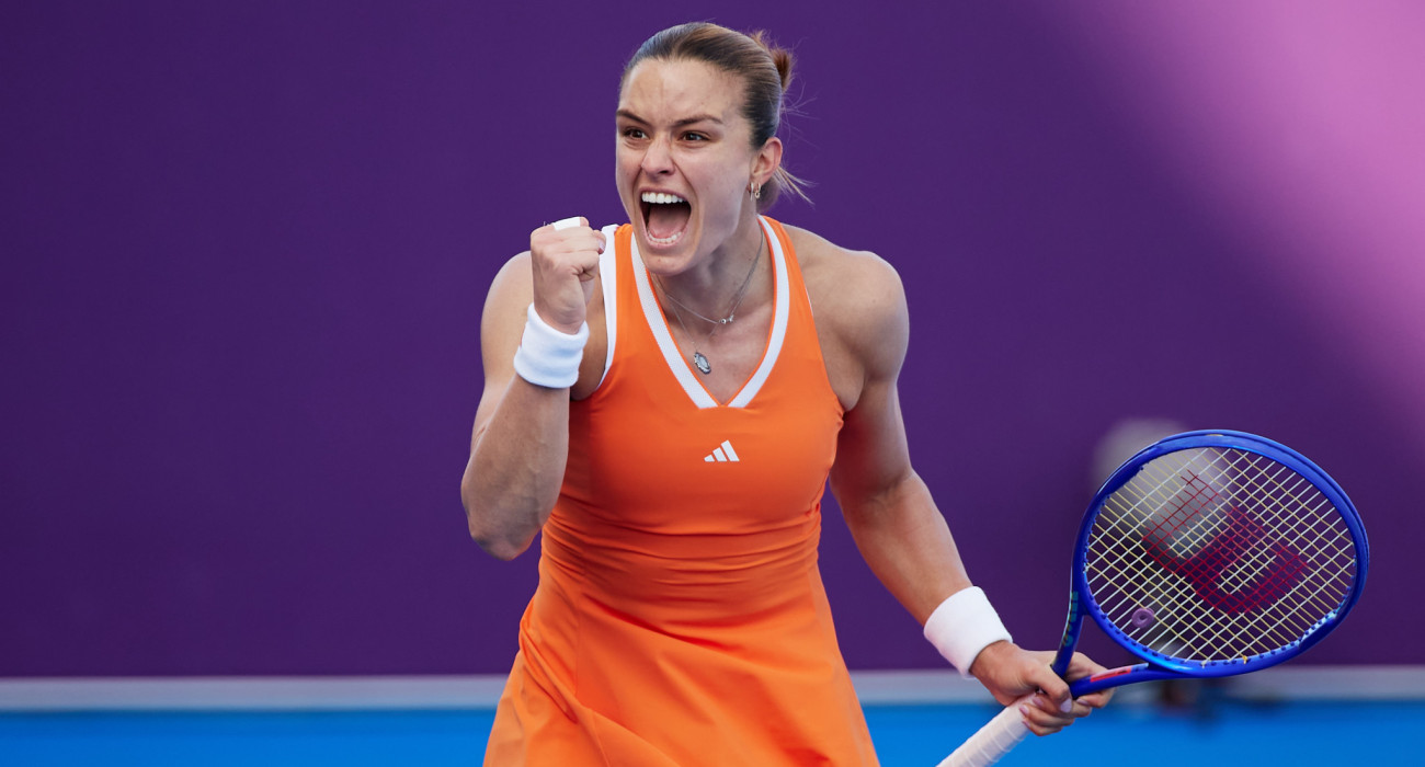 Η Μαρία Σάκκαρη πανηγυρίζει τη νίκη κόντρα στη Σφιόντεκ / Πηγή: Quality Sport Images/Getty Images