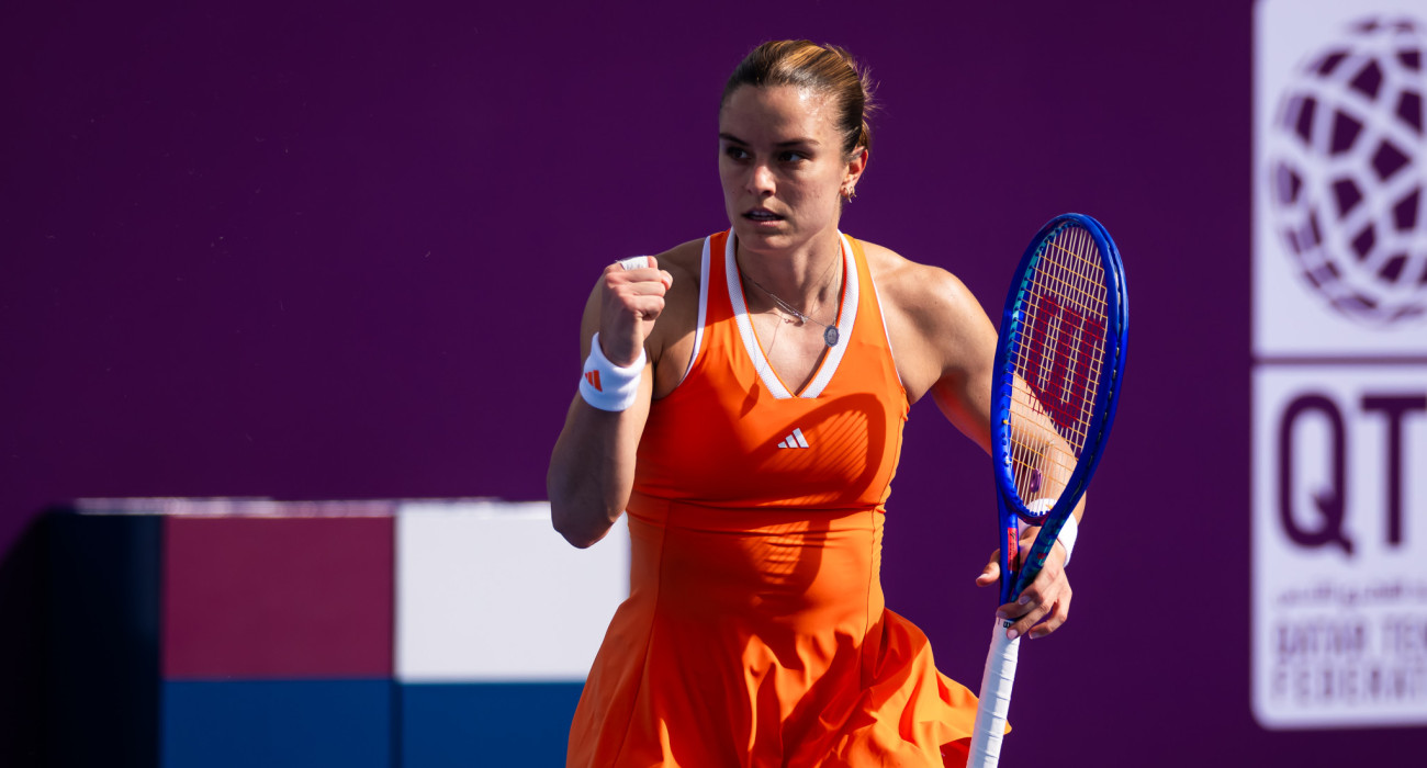 Η Μαρία Σάκκαρη πανηγυρίζει πόντο της στην Ντόχα / Πηγή: Robert Prange/Getty Images