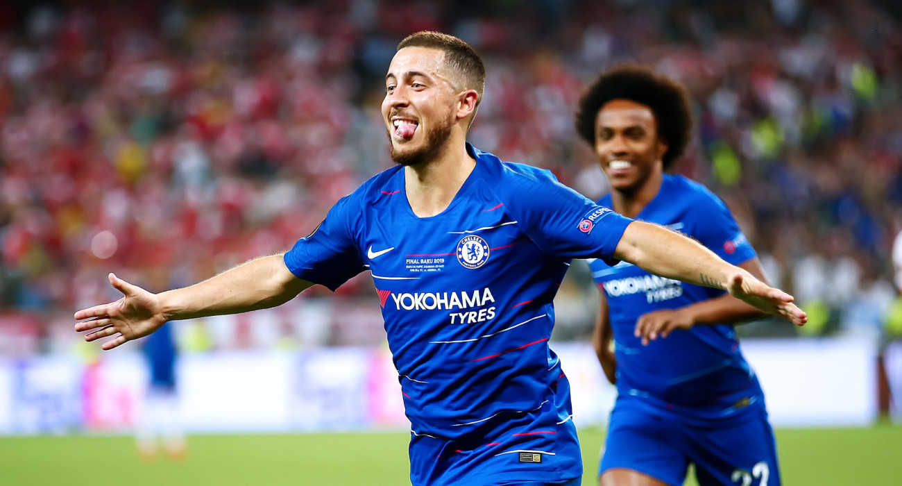 Ο Εντέν Αζάρ πανηγυρίζει το γκολ του στον τελικό του Europa League απέναντι στην Άρσεναλ / Πηγή: InTime