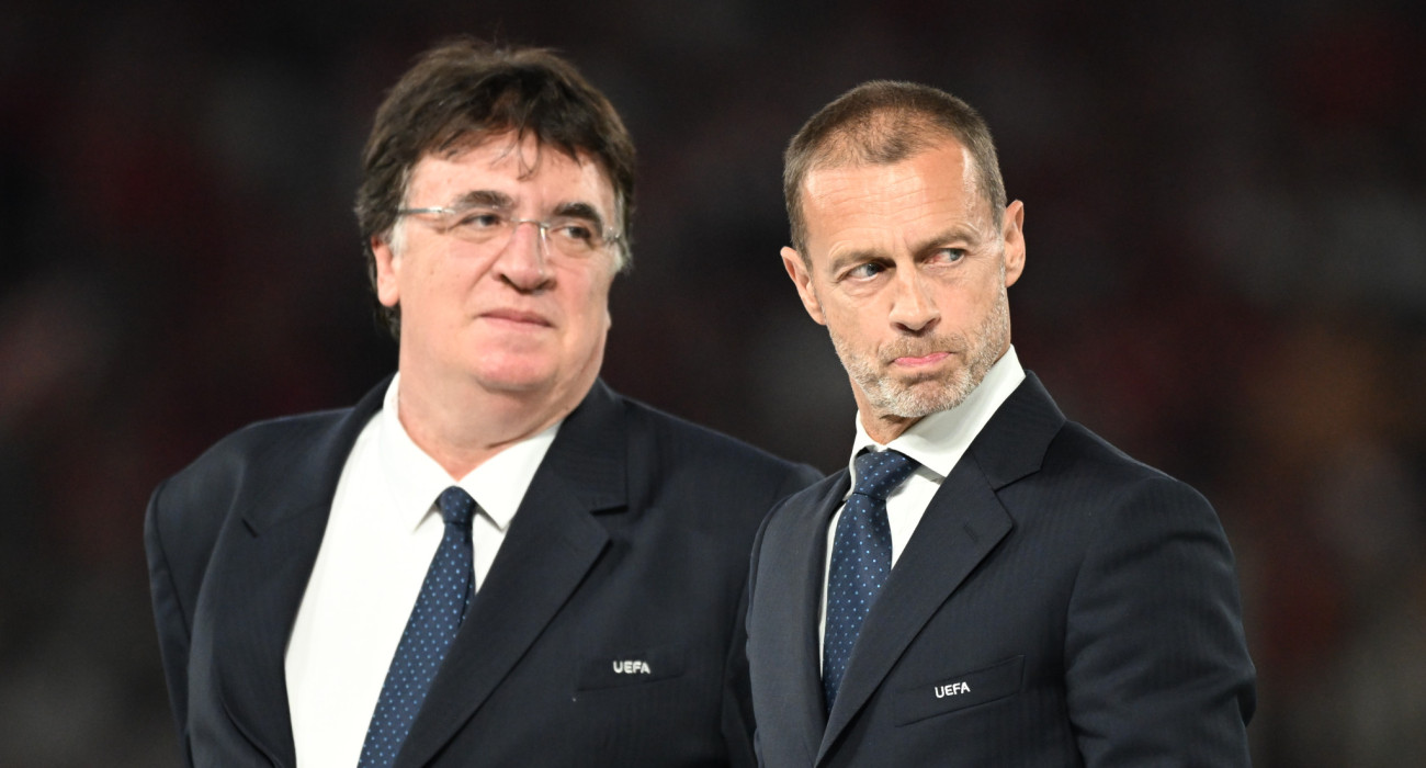 Ο πρόεδρος της UEFA, Αλεξάντερ Τσέφεριν μαζί με τον  Θεόδωρο Θεοδωρίδη / Πηγή: Eurokinissi