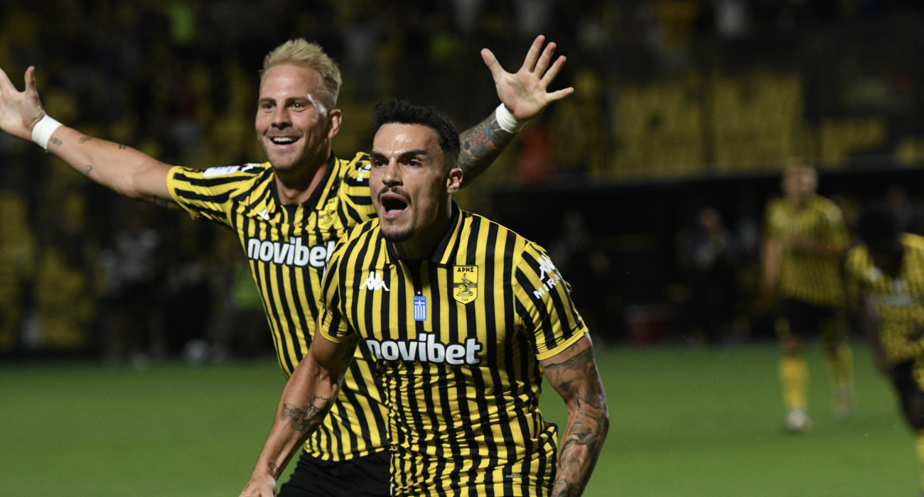 Ο Πέδρο Άλβαρο πανηγυρίζει το μοναδικό του γκολ με την φανέλα του Άρη / Πηγή: Eurokinissi