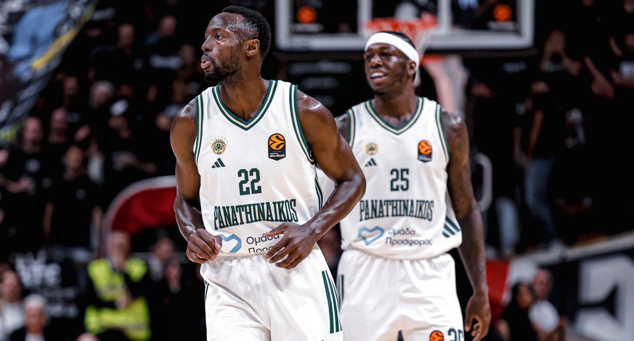 Ο Τζέριαν Γκραντ του Παναθηναϊκού σε πρώτο πλάνο και ο Κέντρικ Ναν σε δεύτερο / Πηγή: eurokinissi