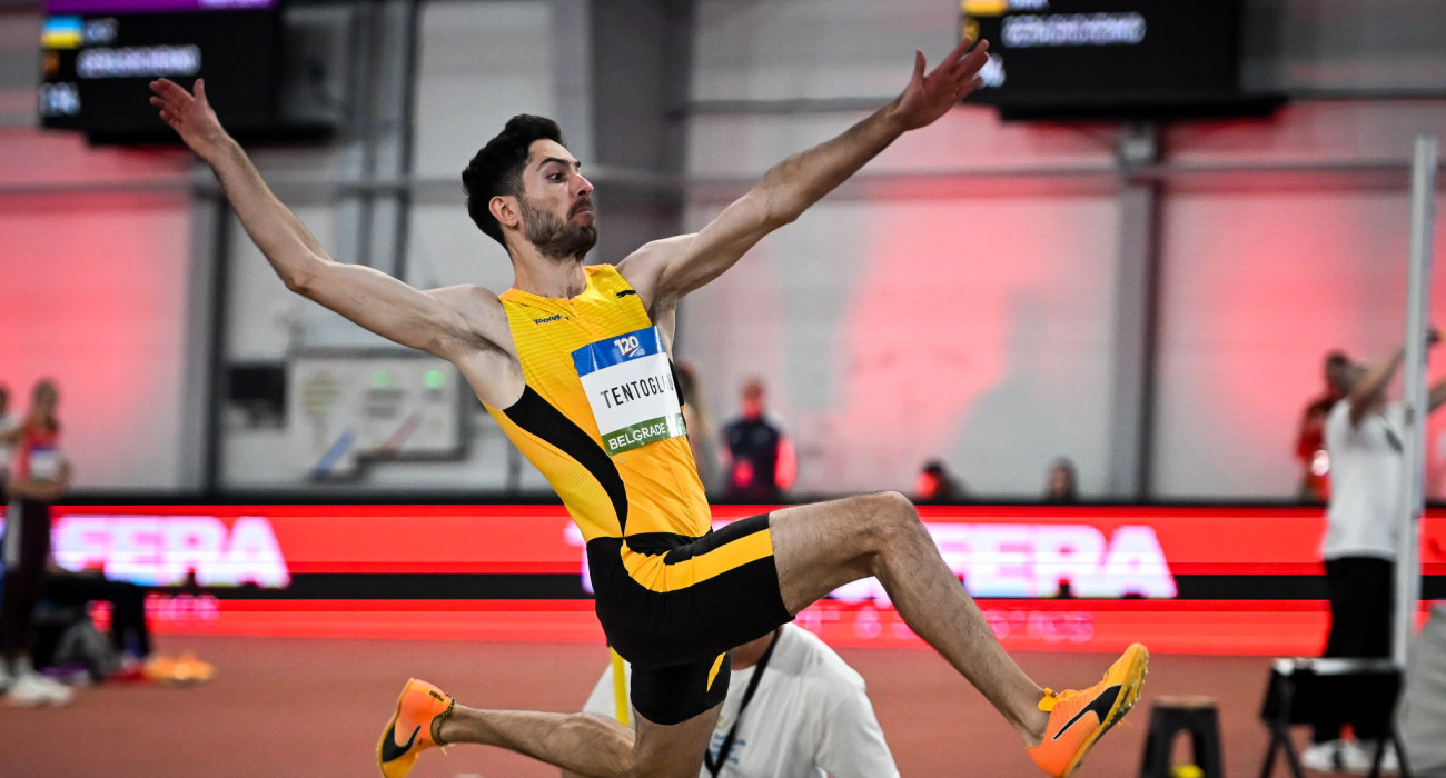 Ο Μίλτος Τεντόγλου σε άλμα του στο διεθνές μίτινγκ του Βελιγραδίου / Πηγή: Eurokinissi